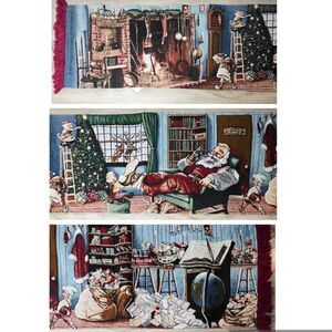 Vintage 1997 Christmas Coca Cola Table Runner Reclining Santa 72” Holiday Decor